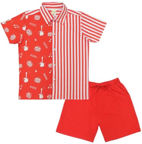 Image of Clothe Funn Boys Printed Cotton Half Sleeves T-Shirt & Shorts Set