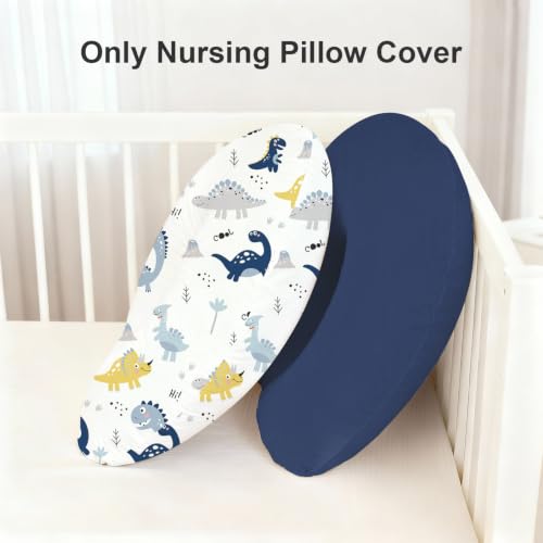 Image of Little Grape Land Nursing Pillow Covers 2 Pack, Soft & Breathable Removable Breastfeeding Pillows Covers for Feeding Pillows, Nursing Pillow Slipcover for Baby Girls Boys, (Dinosaur)