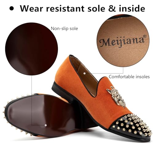 Image of Meijiana Mens Velvet Loafers Dress Shoes with Metal Embellishments Party Luxury Loafer Shoes