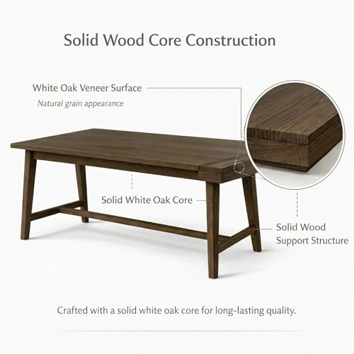Image of CIMOTA 69 inch Dining Table for 4-6, Walnut Finish Wood Kitchen Table with Solid Wood Legs, Modern Farmhouse Dining Furniture for Dining Room, Living Room & Home Office