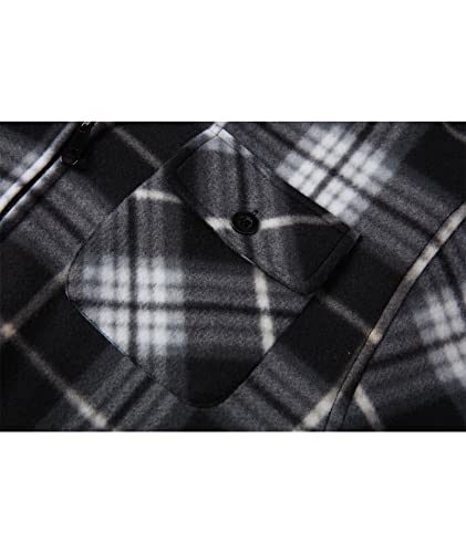 Image of ZITY Men's Flannel Hooded Jacket Fleece Sherpa Lined Plaid Shirts Jackets Zip Up Sweatshirt Hoodies for Men with 4 Pockets
