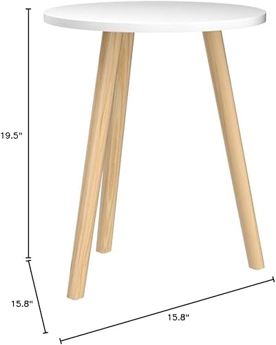 Miniatura 2 de HLR Juego de 2 mesas auxiliares redondas, mesa auxiliar pequeña de madera para sala de estar, dormitorio y espacios pequeños, mesita de noche