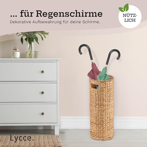 Lycce Schirmständer Wasserhyazinthe mit Griffen Naturmaterial - ideal für Regenschirm oder zur Geschenkpapier Aufbewahrung - passt in Garderobe (Ø 19 x 50 cm)