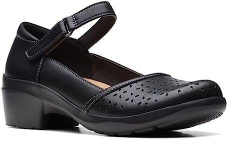 Clarks Women's Angie Loop Mary Jane Flat, Black Leather, 8 | Image 3