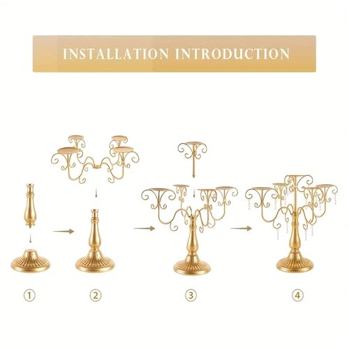 Candelabro de 5 brazos para decoración de Navidad, centro de mesa metálico para bodas y fiestas 5