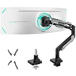 ARES WING Ultrawide Gas Spring Monitor Arm, Heavy Duty Monitor Arm for 24"-57" Flat/Curved Screen, Weight Capacity Up to 53/66 lbs, Height Adjustment, Cable Management, VESA 75/100/200 mm，Black