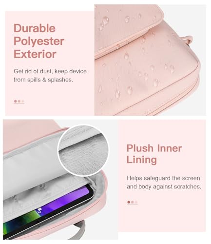 Image of MoKo 13 Inch Tablet Sleeve Bag Carrying Case with Shoulder Strap Handle | Fits iPad Pro 13-inch M5, iPad Air 13-inch M4 /M3, iPad Pro 12.9 M2 /M1 and Galaxy Tab S8+ /S9+ 12.4, Pink