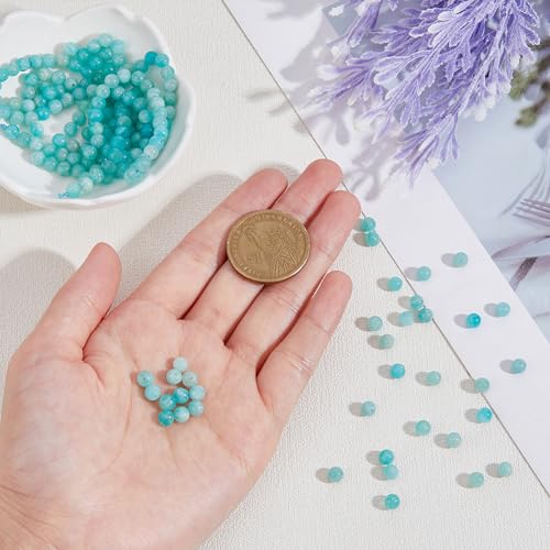 HOBBIESAY 182 Pcs 2 Strands Natural Round Beads 4-4.5mm Strands Dyed Jade Smooth Crystal Beads Gematone Loose Beads for Necklace Jewelry Earring Making Crafts Gifts Hole: 0.8mm - Image 3