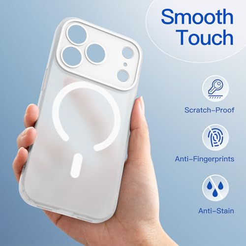 Image of JETech Magnetic Matte Case for iPhone 17 Pro, Frosted Clear | Compatible with MagSafe, Translucent Frosted Soft TPU Cover, Anti-Yellowing, Anti-Fingerprint, Shockproof