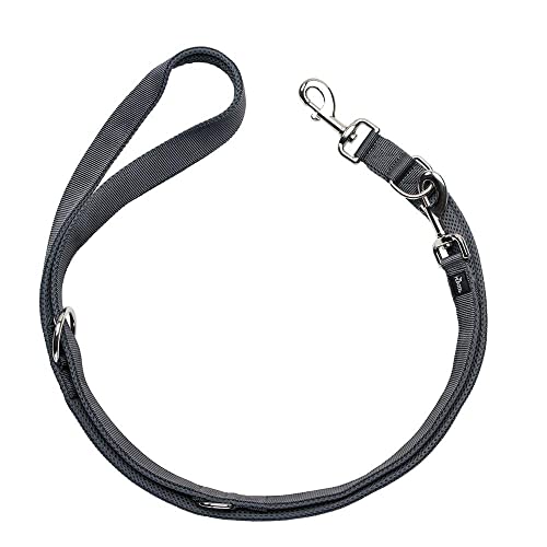 HUNTER DIVO & Maldon Verstellbare Hundeführleine, Nylon, gepolstert mit weichem Mesh-Material, 20/200, grau/grau