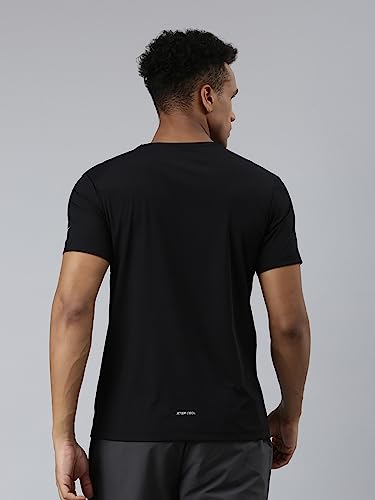 Image of XTEP Cool Technology (Superior Heat Dissipation Technology), Cool Family (Innovative Silky Material), Skin Friendly, Elastic Running T-Shirt for Men (Black)