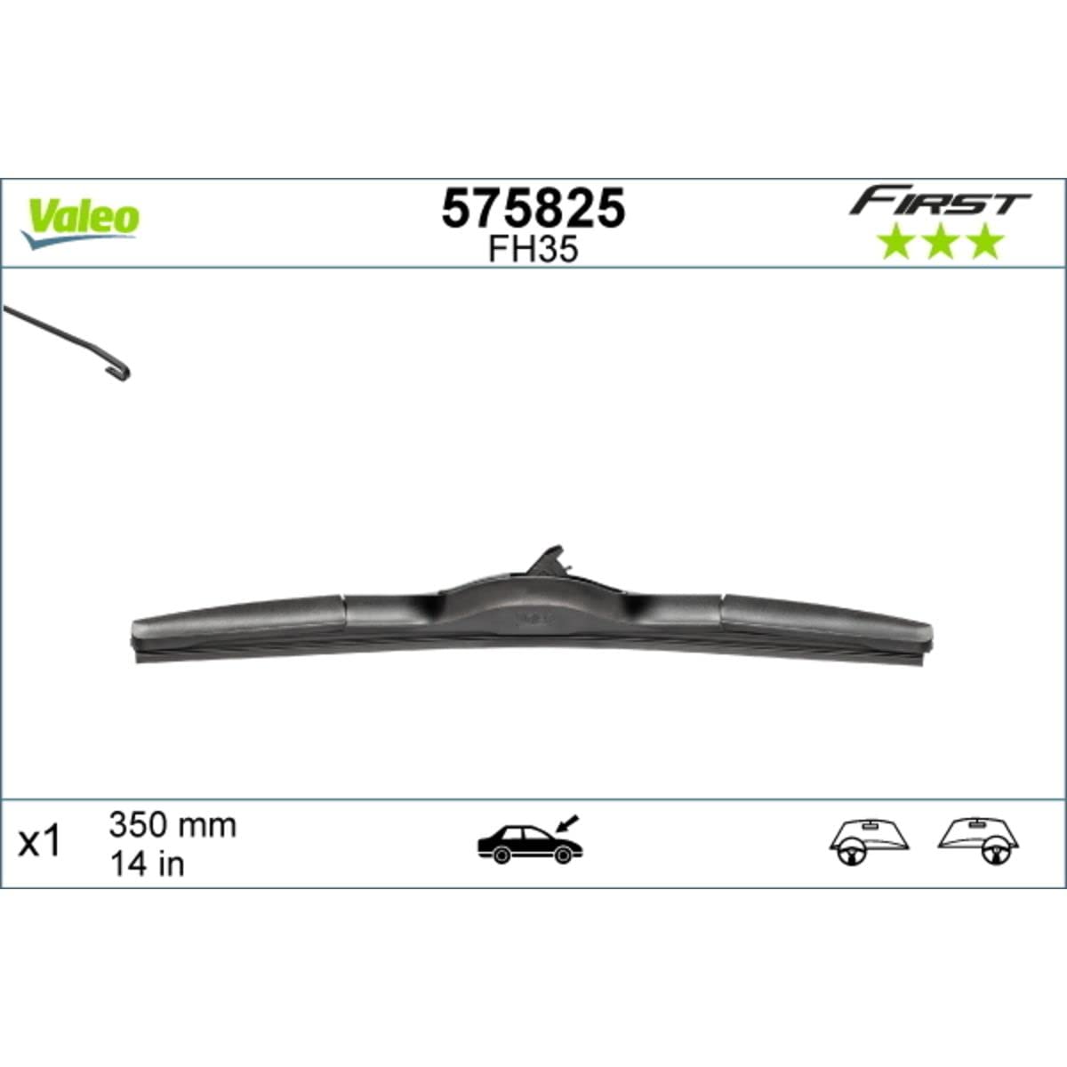 Valeo First Hybrid Silecek Honda Jazz III (2008 ve sonrası), Hyundai Santa Fe (2018-2020), Kia Cee'd (2015-2018), Nissan Micra (2016 ve sonrası), Toyota Auris (2012-2018) (350 MM) 575825