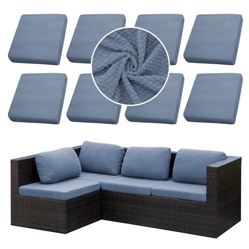 SUKAIKEQA Outdoor Cushion Covers Set,8PCS Waterproof Patio Furniture Couch Seat