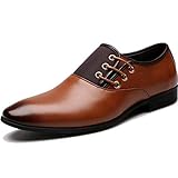 [ロムリゲン] ビジネスシューズ 紳士靴 革靴 メンズ 本革 通気性 空気循環 消臭 軽量 衝撃吸収 防水 耐磨耗性 四季 滑り止め 冠婚葬祭 就職面接 通勤 イエロー 26.5cm JLF9559