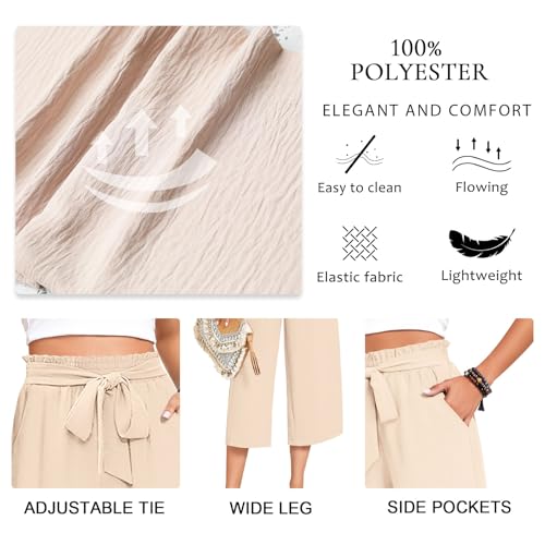 Aodemo Women's Wide Leg Capri Pants Loose Work Pants with Pockets4