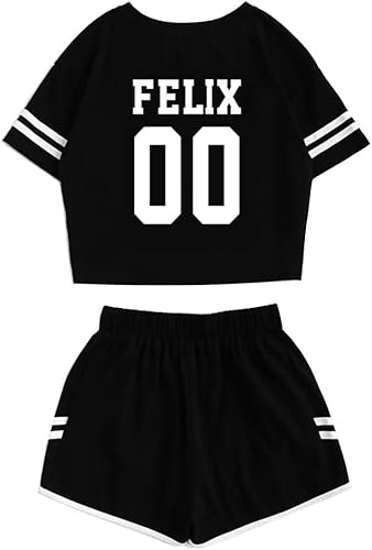 JUNG KOOK Kpop Stray Kids Shirt + Shorts Set Merch Felix Bangchan Hyunjin Changbin Minho Woojin Seungmin Shorts T-Shirt Tee