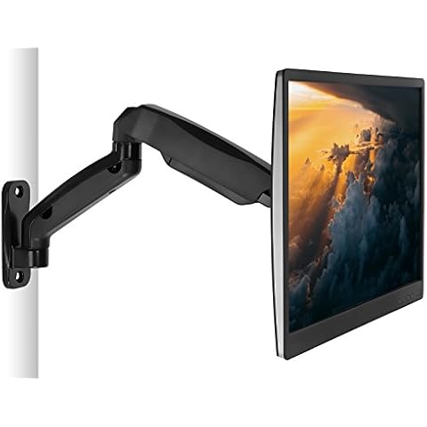 Mount-It! Monitor Wall Mount Arm | VESA Wall Mount Monitor Arm | Full Motion Gas Spring Arm Fits 13 15 17 19 20 22 23 24 27 30 32 Inch Screens with 75 or 100 VESA Patterns | Camper RV Compatible Cover