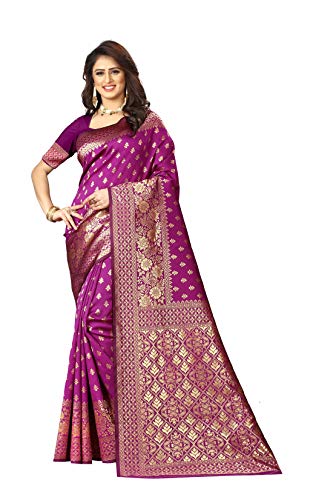 Image of Flosive Women's Present Beautiful Kanjivaram Soft Silk Saree With Blouse