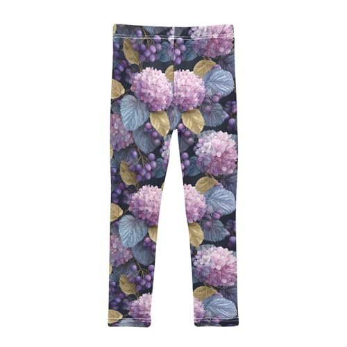 Girls Leggings Pink Hydrangea Flowers Soft Toddler Leggings for Girls Kids Pants Size 4T-10T2