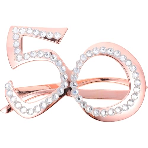 TOVINANNA Gafas de Cumpleaños Números 50 Años Color Rosa Dorado Accesorio Reutilizable para Fotos y Decoración de Fiestas Ligeras y Portátiles para Celebraciones y Eventos