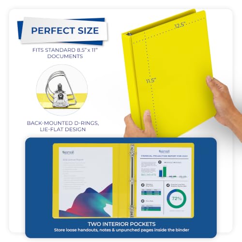 Image of Samsill Durable 1 inch 3 Ring Binder, D Ring Binder, 100% Recycled Chipboard, Yellow, 12 Pack
