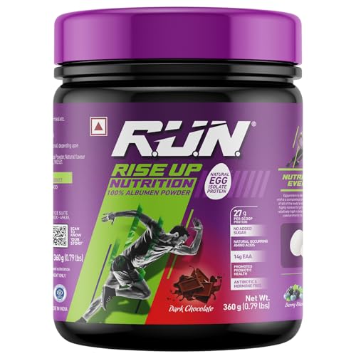 Albumen Egg White Protein Powder for Athletes,Gym & Fitness Enthusiasts |27g Protein & 14g EAA|Lactose, Soy & Gluten Free, Dark Chocolate-360gms