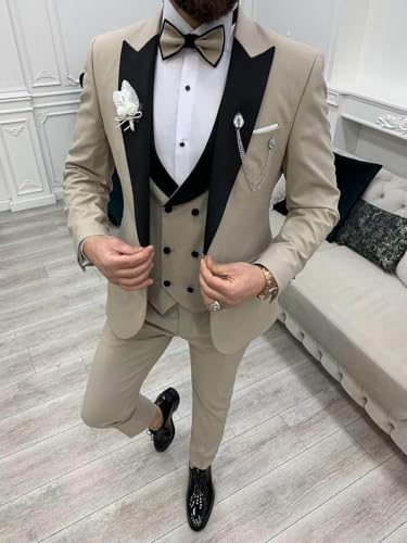 Men's 3 Piece Suit Slim Fit Tuxedo for Men Double Breasted Vest Pants Prom Wedding Party2