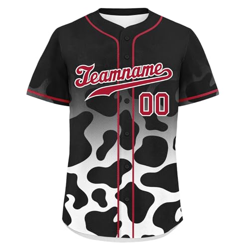 Camiseta de béisbol personalizada con estampado de vaca, estilo vaquero para deportes de campo miniatura 4