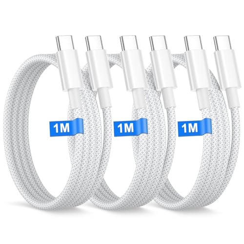 Cable iPhone 15 16 1M 3Pack, 60W Cable USB C a USB C para iPhone 16/15/16 15 Pro Max/15 Plus, Macbook, iPad Pro/Air, cable usbc Carga Rapida cable usbc a usb c Trenzado Nylon Cable Cargador Tipo C
