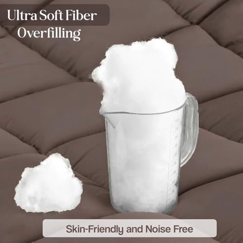 Image of THE HOME STYLE Solid Plain Cotton Feel Fitted Bedsheet (72x78 inches) with Reversible Comforter (90x100 inches) | King Size | 2 Pillow Covers | 300 TC | 4-Piece Bedding Set (Mocha)