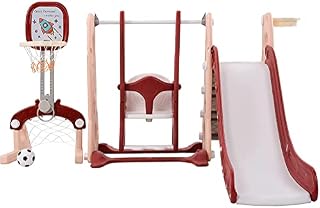 Z&HA Toddler Slide And Swing Set, 4 in 1 Kids Play Climber Slide Playset Indoor And Outdoor Playground, Slides for Kids Easy Climb Stairs Easy Set Up with Basketball Hoop