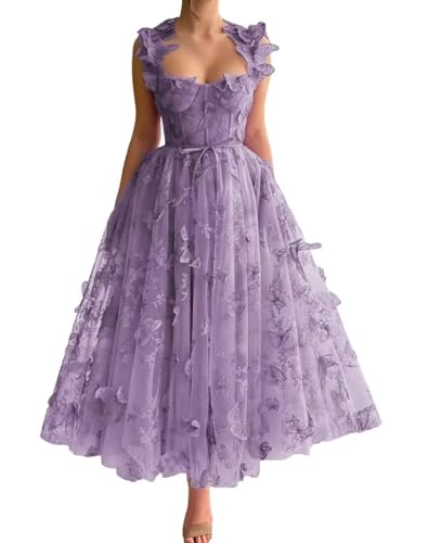 GARDOM Midi 3D Butterfly Tulle Corset Evening Gowns for Teens Formal Fairy Ball Gowns Birthday Party Prom Dresses 2024