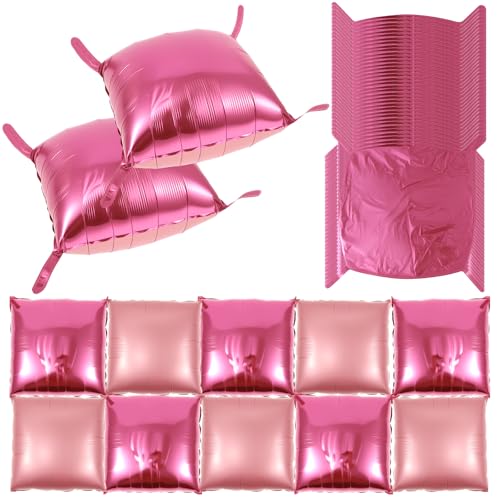 Palloncini in pellicola rosa, 55 x 55 cm, sfondo quadrato da parete Mylar palloncini, riutilizzabili in alluminio per laurea, matrimonio, compleanno, festa (48 pezzi)