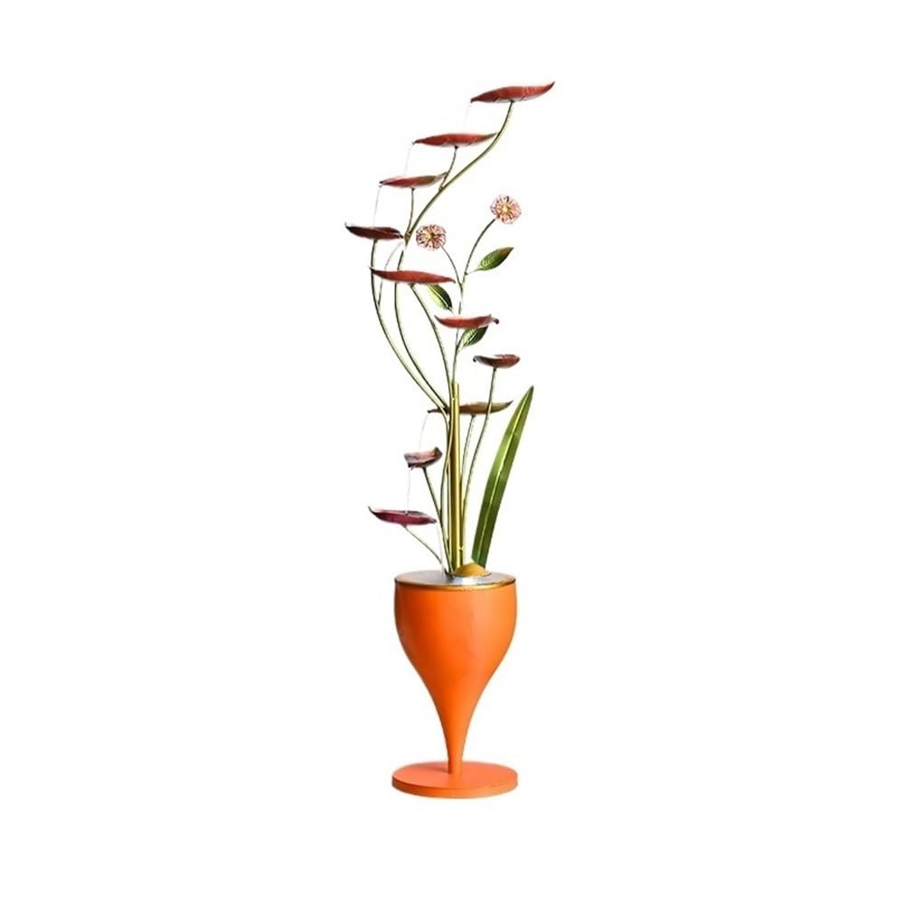 Gartenbrunnen Kreative kreisförmige Flussornamente, bodenstehend, Moderne Feng-Shui-Räder, leichte Luxusdekorationen, Einweihungs- und Eröffnungsgeschenke Brunnen Groß für Außen(Orange)