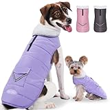 iBuddy Dog Winter Coat for Large Dogs, Easy on Dog Snow Fleece Coat Velcro Waterproof Pet Puffer Clothes with Harness Hole Adjustable Reflective Quilted Pet Cold Weather Vest Wind-poof for Girl Female