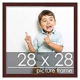 Poster Palooza 28x28 Traditional Mahogany Wood Picture Square Frame - Picture Frame Includes UV...