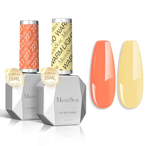 Image of MelodySusie Thick Gel Nail Polish Set- 2 Pcs 15ML Creamy Orange & Yellow Gel Polish Set Soak Off UV LED Christmas Gift for Women Nail Art Manicure Salon DIY Nail Design Decoration at Home