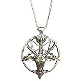 ZFHTJEKNCS Cadena de Pentagrama Oculto de Cabeza de Cabra Hecha a Mano, Collar con Colgante de Diablo,