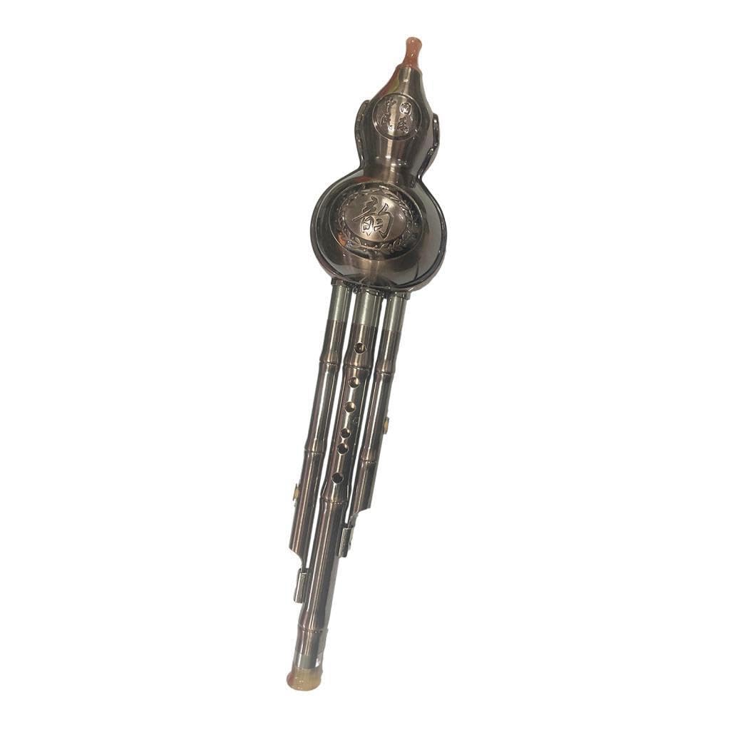 Strumento flauto Hulusi, flauto cucurbita con custodia, splendidamente realizzato, adatto per principianti che apprendono musica. Squisito strumento, tasto c, 42 cm