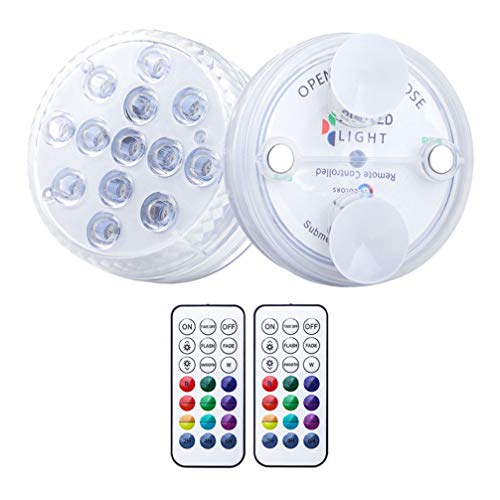 Yardwe 2 peças de luzes de LED submersíveis subaquáticas à prova d'água, lâmpada de piscina, contro