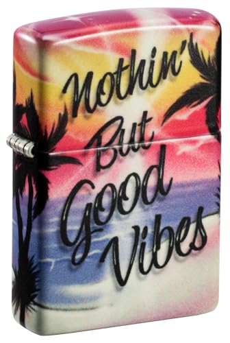 Image of Zippo Windproof Lighter - Good Vibes - 540 Colour Finish, Glow-in-the-Dark - Refillable - Reusable - Windproof Design - Gift Box - Metal - Made in USA