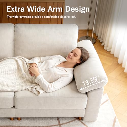 Image of Oversized L Shaped Sectional Couch for Living Room, Modular Cloud Sofa | Deep Seat, Chenille, Extra Large,with Ottoman&Washable Covers,Easy&Tool-Free Assembly,Hight Support Foam,for,Bedroom,Basement