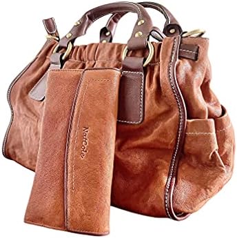 NatCole Calfskin Leather Handbag with a Matching Wallet (Tan)
