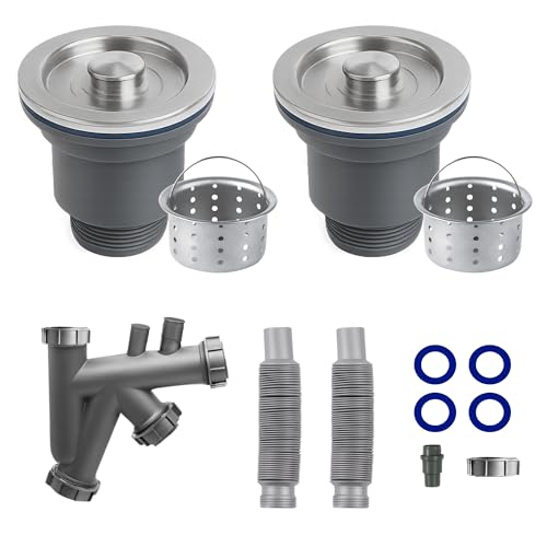 La mejor selección de Accesorios para tarja - 5 favoritos. 47 KARBI Kit Desagüe para Tarja de Cocina - 2 Contracanasta con Colador 3-1/2' + Sifón + Céspol Flexible Doble - Tubo de Drenaje para Fregadero - Acero Inoxidable Color Plateado