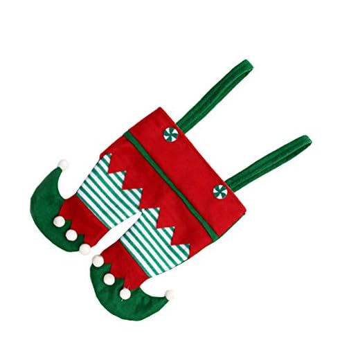 BESTOYARD Chaussettes de Noel Vert Forme de Costume Lutin Sac Bonbon Pochette Cadeau Noel Emballage Bouteille Suspension de Noel Decoration Sapin Noel Suspendu