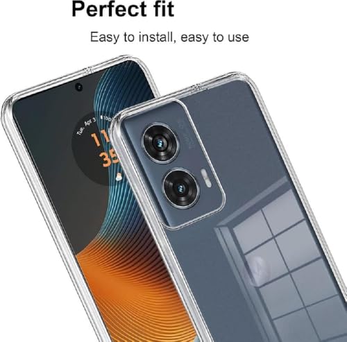 Image of NISHTECH for Moto G85 5G, Moto Edge 50 Fusion 5G Premium Transparent Hybrid Soft Slim Dust Proof Back Case Cover with Camera Protection