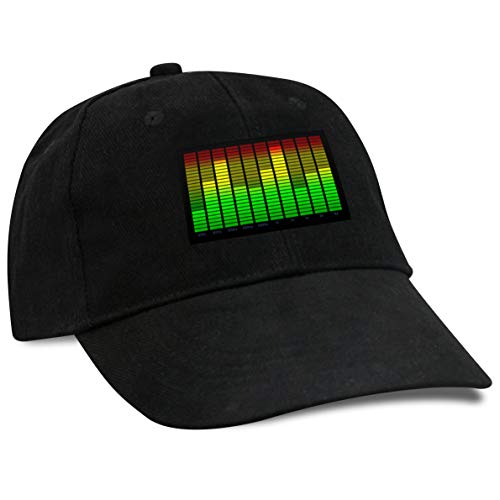 Ucult Party & Festival LED Equalizer Cap soundaktivierte Basecap schwarz El Leuchtfole reagiert auf Musik