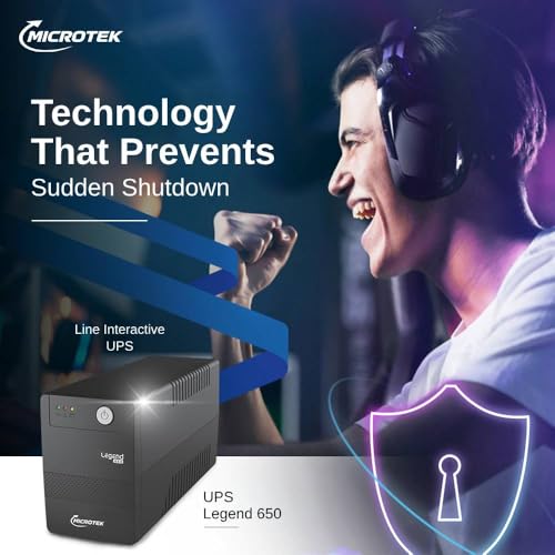 Image of Microtek Legend 650 Line Interactive UPS 650VA /360W, Micro Processor Based UPS System, an Ideal Power Backup & Protection for Desktop PC & Home Office with 2 Years on Electronics and 1 year on Battery
