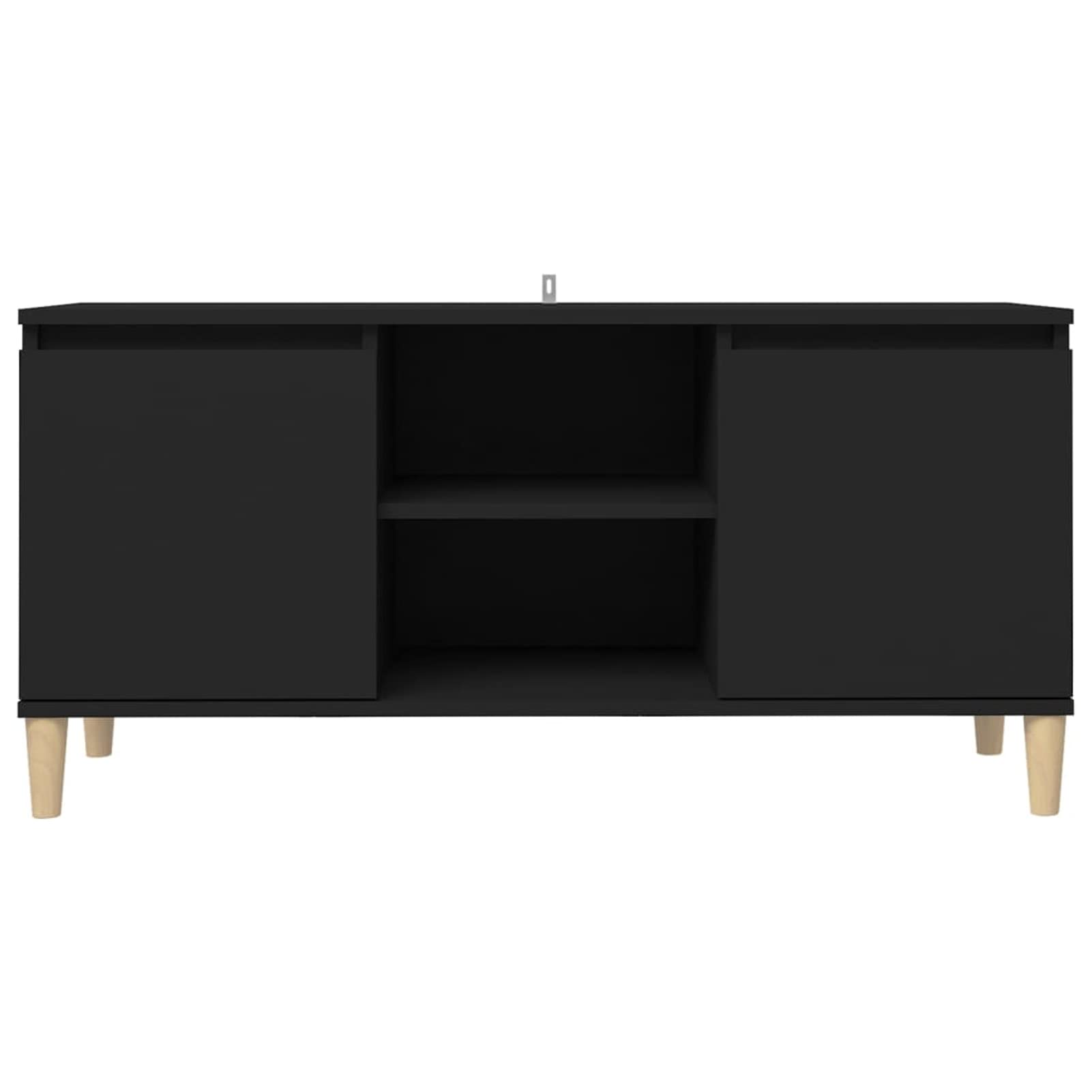 Homgoday Comodino con Gambe in Legno Massello Nero 103,5x30x50 cm, Mobile Porta TV Mobiletto Basso per TV per Tavolino da Salotto Industriale Supporto TV Soggiorno