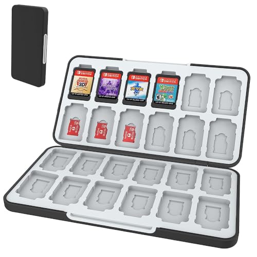 Switch Game Card Case, Game Card Case with 24 Cartridge Slots Organizer Carrying Storage Box for Nintendo Switch&Switch OLED&Switch Lite,Custom Pattern Switch Game Card Storage Box 16.9 x 9 cm Black